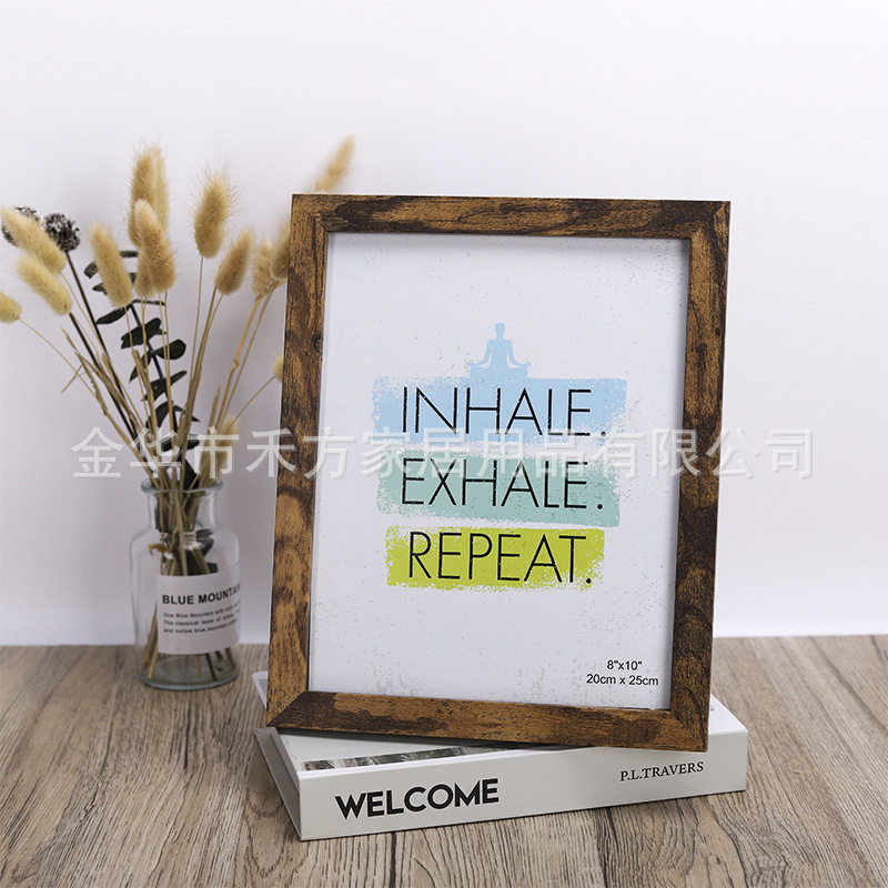 Antique old retro photo frame yellow brown wood grain Brown European and American style black yellow picture frame simple Amazon photo frame table