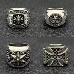 High-End Vintage Large Ring for Men and Women, American-Style Medieval Cross Flower Cross Ring, Niche Fashion Men's Tail Ring