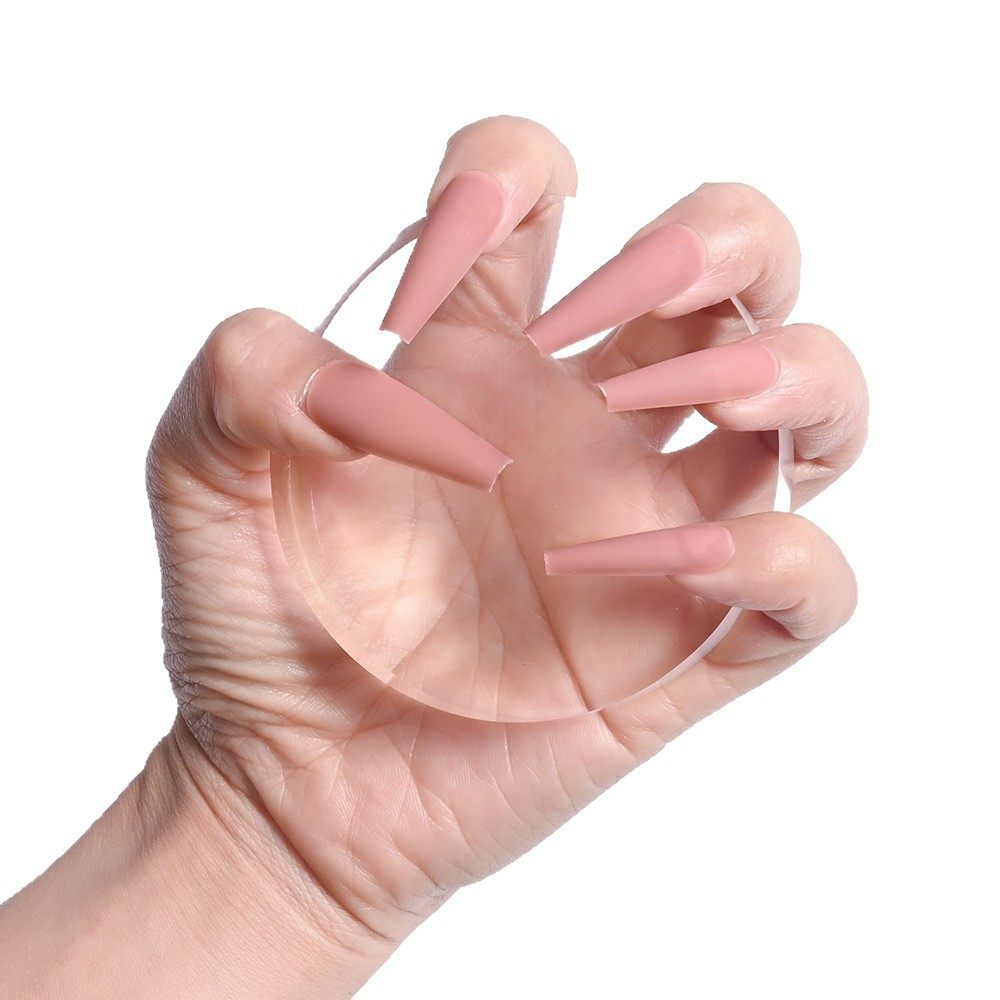 Simple and Gentle Style Wearable Nails, Extra Long Manicure Patches, Solid Color Removable Wearable Nail Patches, French Nude Color