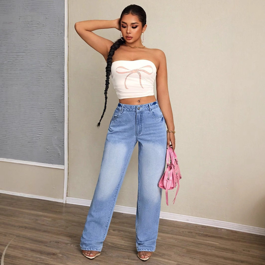High Waisted Loose Fit Wide Leg Jeans Comfortable Denim Casual Style Versatile for Everyday Wear Wholesale Available
