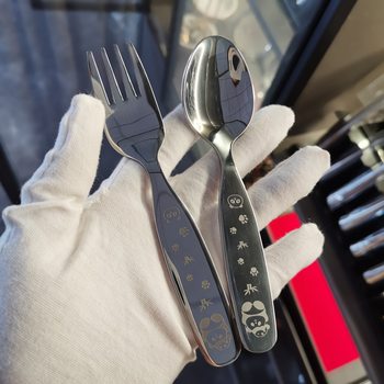 Zhanming 304 Stainless Steel Children's Spoon Fork Long Handle Baby Dining Spoon Kindergarten Tableware Spoon Spoon Spoon Small Fork