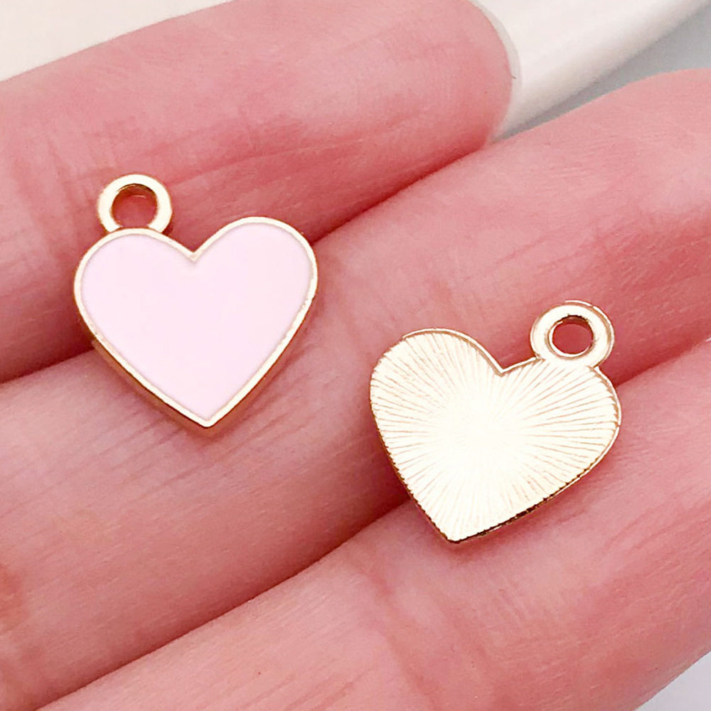 混50个红粉爱心桃心饰品配件 diy手链钥匙扣项链吊坠合金滴油挂件