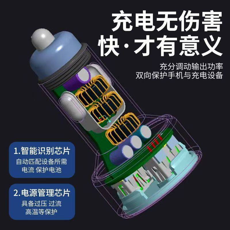 New metal car charger dual USB pd super fast charging car cigarette lighter converter mobile phone flash charging head