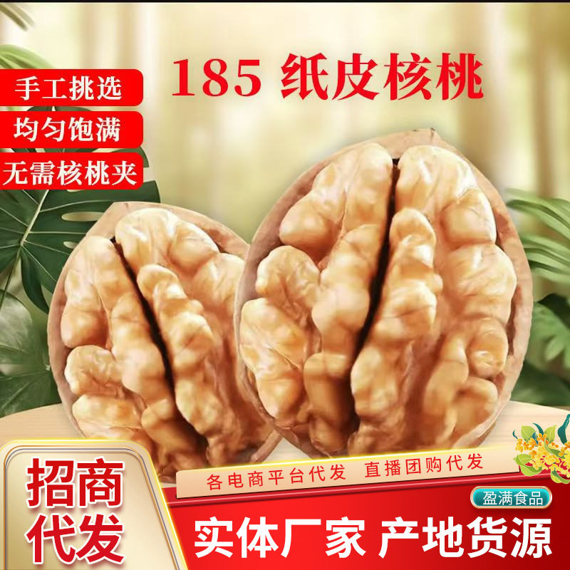 Wholesale Xinjiang 185 Paper-Skinned Walnuts 500g, New Original Color and Flavor, Aksu Bulk, Ready to Eat