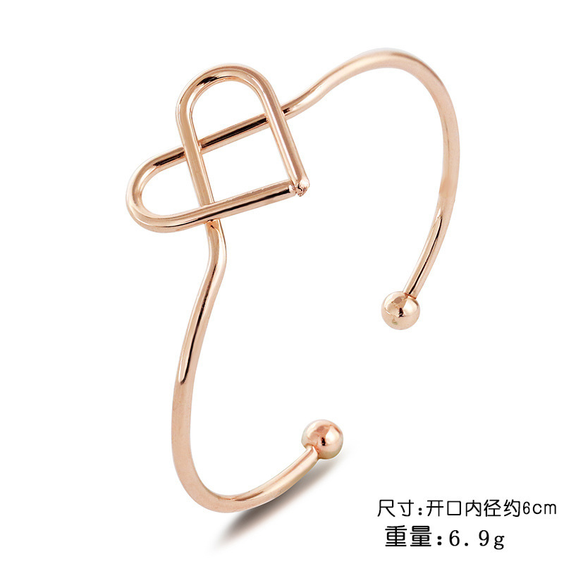 欧美金属爱心打结手镯 女diy手链开口玫瑰金手饰品新娘部落扭结