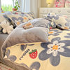 Thickened Snowflake Velvet Four-Piece Winter Coral Milk Velvet Quilt Cover Double-Sided Velvet Bed Sheets Quilt Cover Three-Piece Fitted Bed Sheets Set
