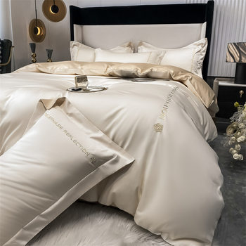 160-Count Xinjiang Long-Staple Cotton Four-Piece Set, 100% Cotton, Light Luxury Bed Sheet, Duvet Cover, Fitted Sheet, Dormitory High-End Three-Piece Set