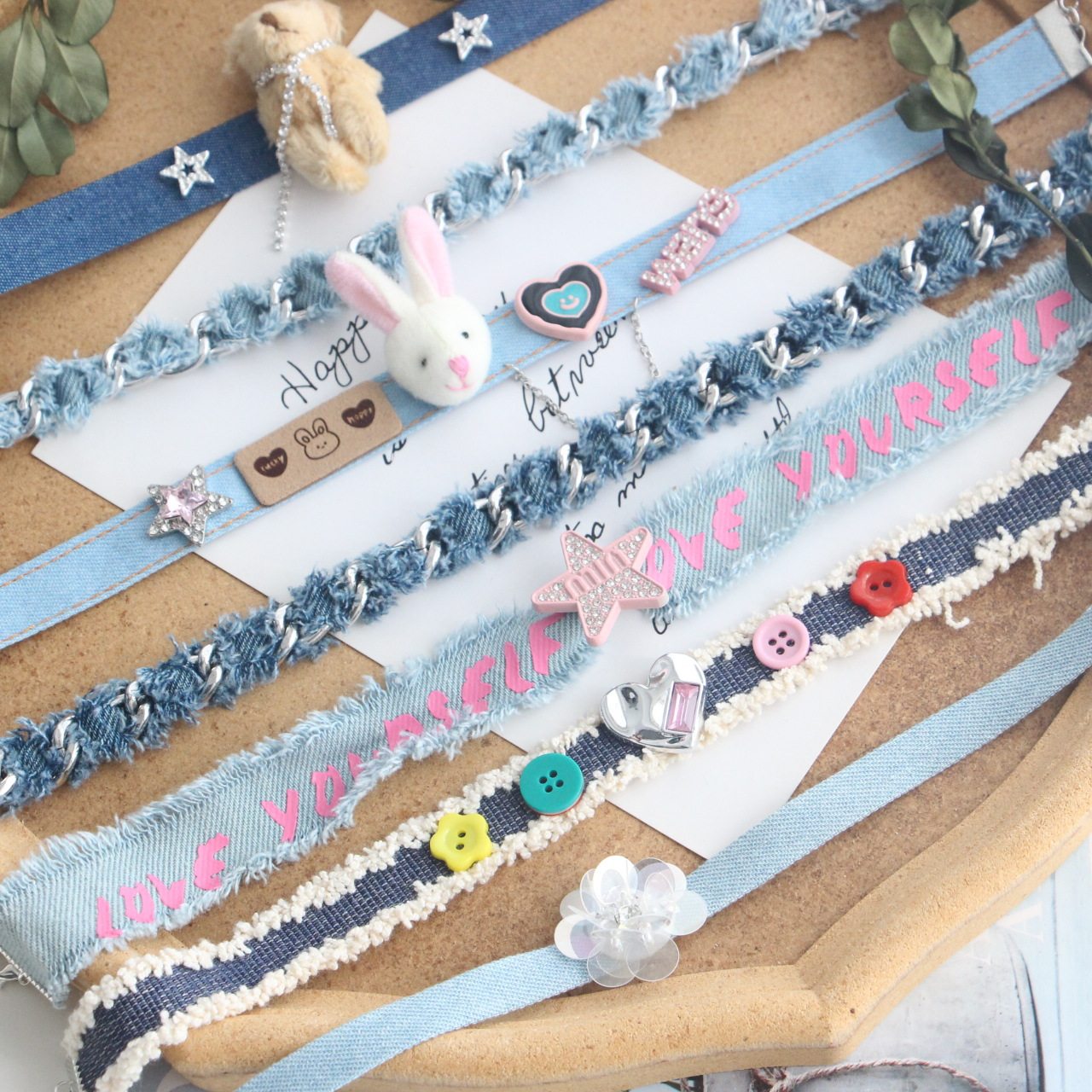 Millennium Style Spice Choker Necklace Love Dopamine Y2K Clavicle Chain Star Denim Sweet Cool Chain Collar