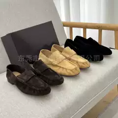 Old Money Row Style Minimalist Leather French Retro Loafer Shoes for Women Low Heel Pleated Comfortable Hidden Wedge Slip-On Commuter Flats