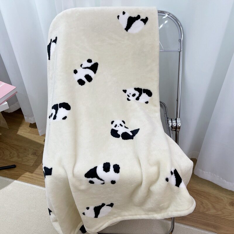 Soft fufu Cute Panda Peng Peng Warm Blanket | Thickened Autumn and Winter New Nap Warm Bed Sheet Milk Blanket