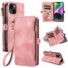 Suitable for iPhone 17 Pro Max Phone Case, Apple 16E Phone Leather Case, 15 Flip Cover Zipper Wallet Protective Case