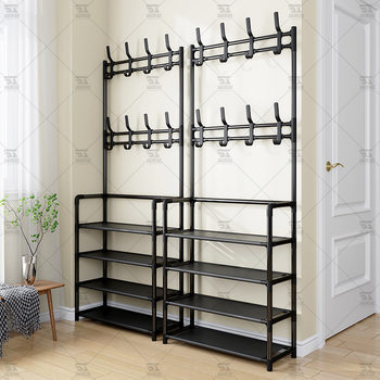 Simple Shoe Rack Multi-Layer Household Door Dustproof Shoe and Hat Rack Integrated Clothes Hanger Rental Room for Indoor Bedroom