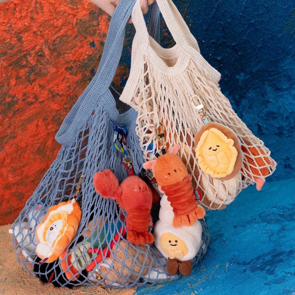 Let's Have Fun Together in the Sea Series Creative Seafood Market Plush Toy Lobster Keychain Bag Pendant Doll Gift Batch