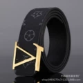 V black flower gold buckle