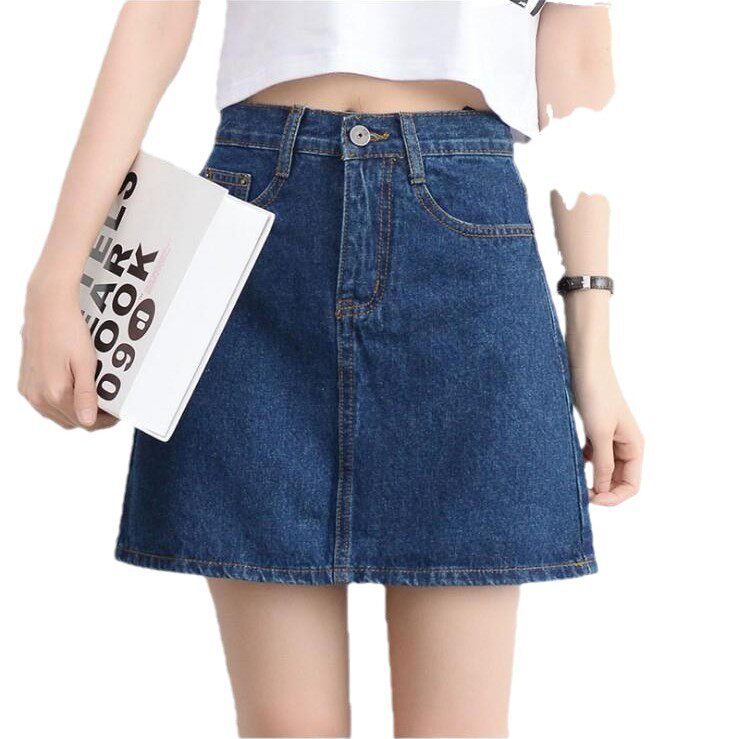 High Waisted A Line Denim Skirt Vintage Korean Style Slim Fit Casual Wear Wholesale Available