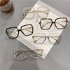 2023 in stock direct supply of anti-blue light Europe and the United States flat glasses goggles cross-border fashion large frame metal glasses frame