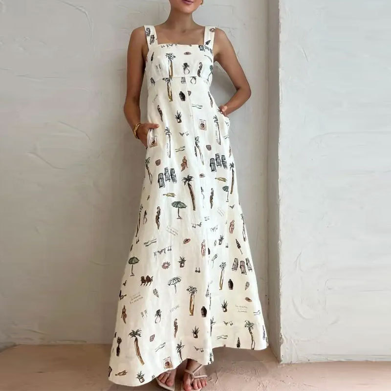 Spring Womens Dress Sleeveless Tie Back Floral Print Flared Hem Casual or Party Wear Wholesale Available