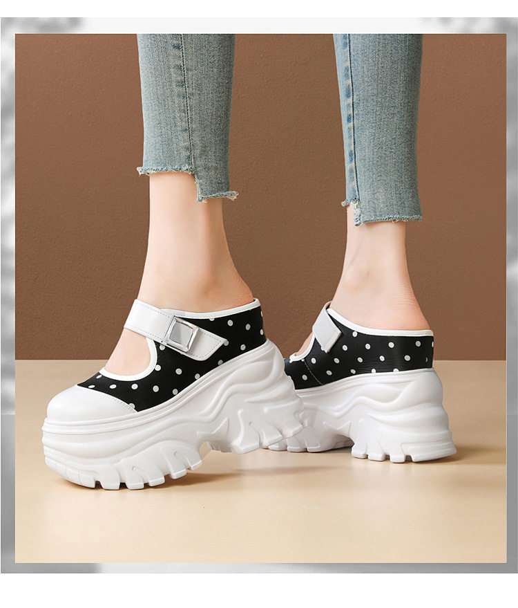 Sandal cao gót nữ hở mũi, đế xuồng 12 cm, quai bọc mũi, phối màu, phong cách dạo phố — [Đen], [Trắng], [Vàng nhạt] chi tiết 13