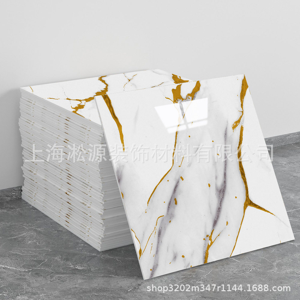 外贸跨境热销大理石仿瓷砖墙贴自粘防水防潮背景墙面装饰墙壁纸