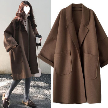 Maternity Windbreaker Jacket Mid-Length Maternity Autumn and Winter Fashionable Woolen Loose Maternity Pregnancy Top Jacket Winter