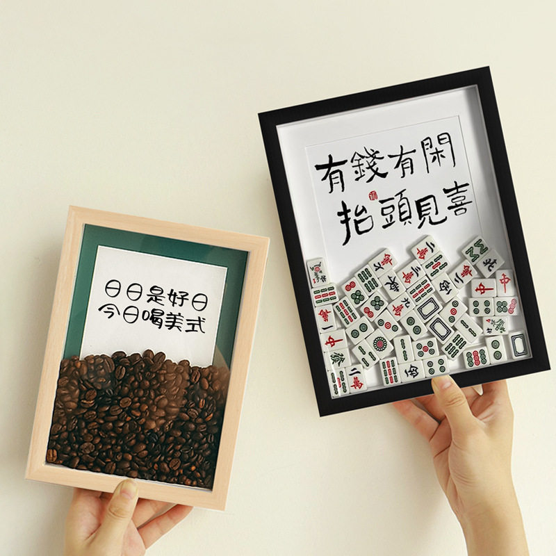 Square three-dimensional hollow dried flower frame picture frame decoration table wholesale solid wood photo frame wall hanging