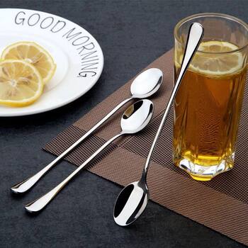 Coffee spoon ice spoon stainless steel round spoon long handle spoon coffee mixing spoon mug spoon Korean style spoon wholesale