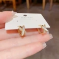 43 cross Fritillaria zircon ear buckle (thick gold plating)