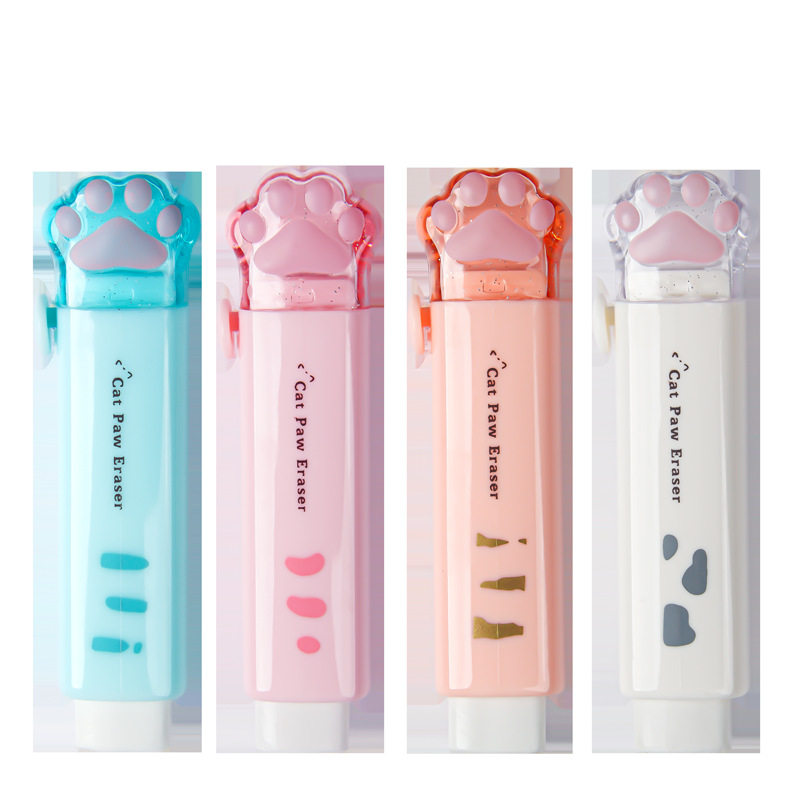 Portable cartoon cat claw eraser cute push-pull pen-shaped eraser clean without leaving marks for student homework