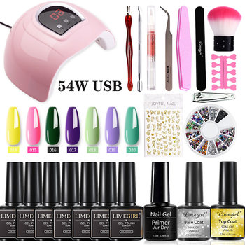 Amazon Hot Sale 54W Nail Lamp Nail Glue suit Beginners Full Set of Tools Nail Art Sticker Jewelry