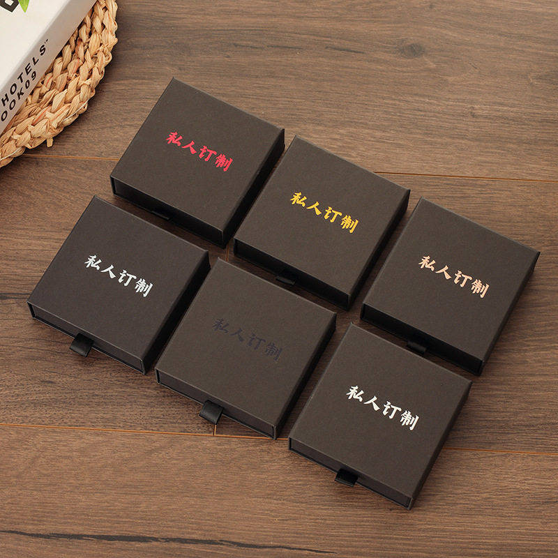 Wholesale Drawer Box Printing Hot Stamping Logo Custom Red Pink Blue Jewelry Jewelry Packaging Box Paper Box Customization