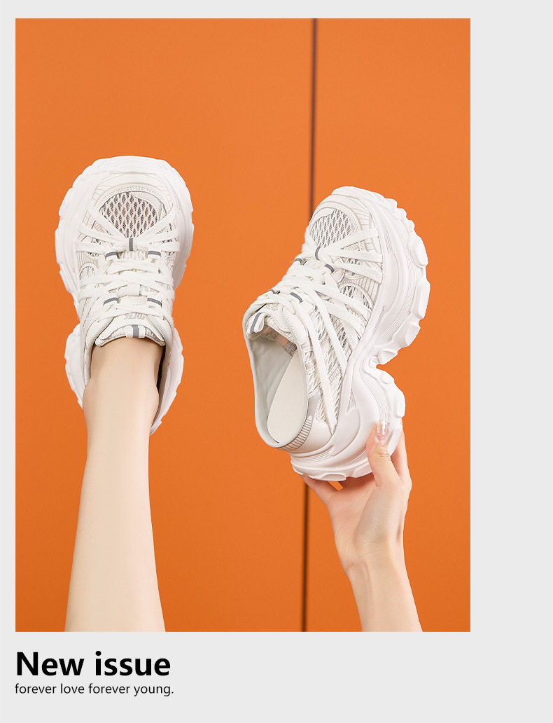 Sandal nữ cao gót hở mũi quai ngang đế dày thoáng khí — Xám, Len nguyên chất chi tiết 12