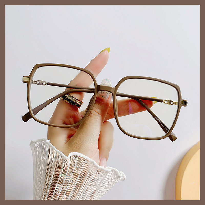New anti-blue light glasses frame fashion generous frame big face slimming Plain Street flat mirror female myopia finished mirror