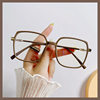 New anti-blue light glasses frame fashion generous frame big face slimming Plain Street flat mirror female myopia finished mirror