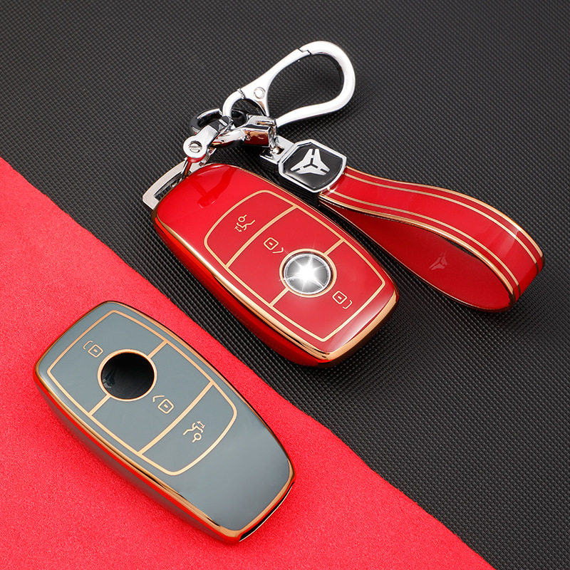 Mercedes-Benz car key case suitable for e300 e260 New e several golden edge car key case C- Class key case