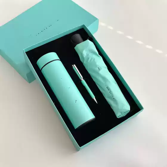 Tiffany Thermos Cup Umbrella Gift Box Set Business Gift Umbrella Notebook Thermos Cup Anniversary Complete Packaging
