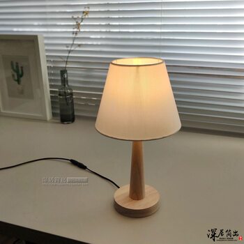 Solid Wood Table Lamp Simple Modern Bedroom Decorative Led Bedside Lamp Fabric Study Night Light Creative Birthday Gift