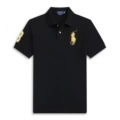Polo shirt-black big gold label