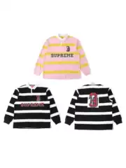 Cross-Border Factory In-Stock Sup Plaid Appliqué Embroidered Pattern Long-Sleeve Sweatshirt Unisex Top with Stripes