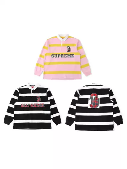 Cross-Border Factory In-Stock Sup Plaid Appliqué Embroidered Pattern Long-Sleeve Sweatshirt Unisex Top with Stripes