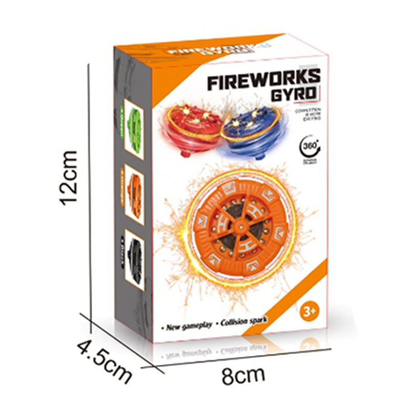 New Fireworks Gyro Children's Toy Glowing Rotating Magic Colorful Handheld Decompression Gyro Battle Explosion Wholesale