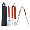 in stock direct wooden handle BBQ barbecue suit barbecue clip fork shovel knife apron Oxford cloth bag baking five-piece set