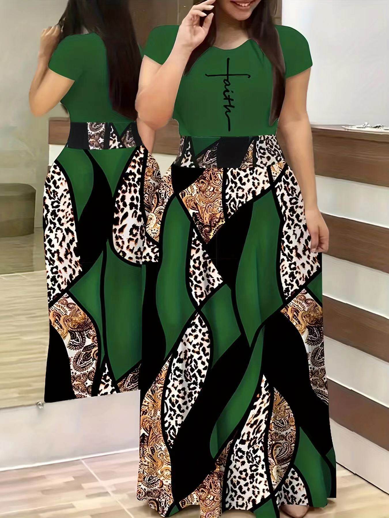Women's Printed Casual Crew Neck Dresses