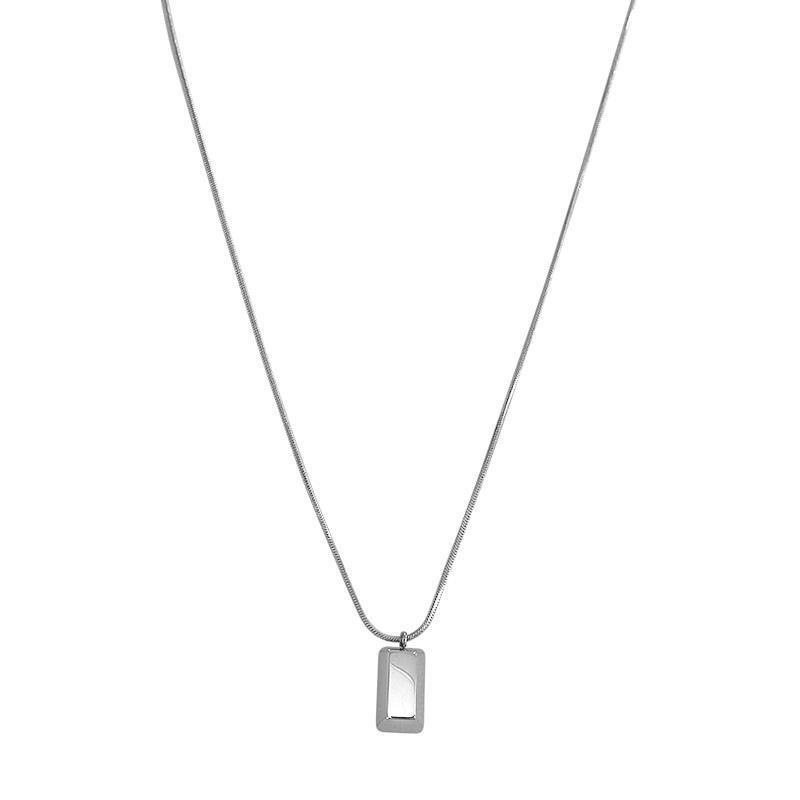 Titanium Steel Women's Color-retaining Brick Silver Brick Gold Block Gold Bars Solid Gift This Year Necklace Light Luxury Women's Accessories Collocation