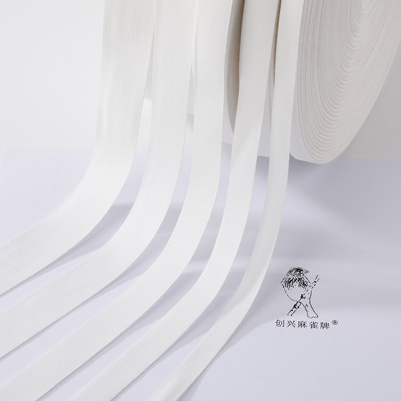 1cm wide white cotton trademark webbing edging cotton belt horizontal cotton webbing without fluorescent agent cotton webbing