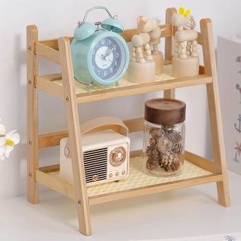 Rattan Storage Double-layer Desktop Storage Rack Dormitory Office Kitchen Cup Rack Organize Storage Artifact Display Rack