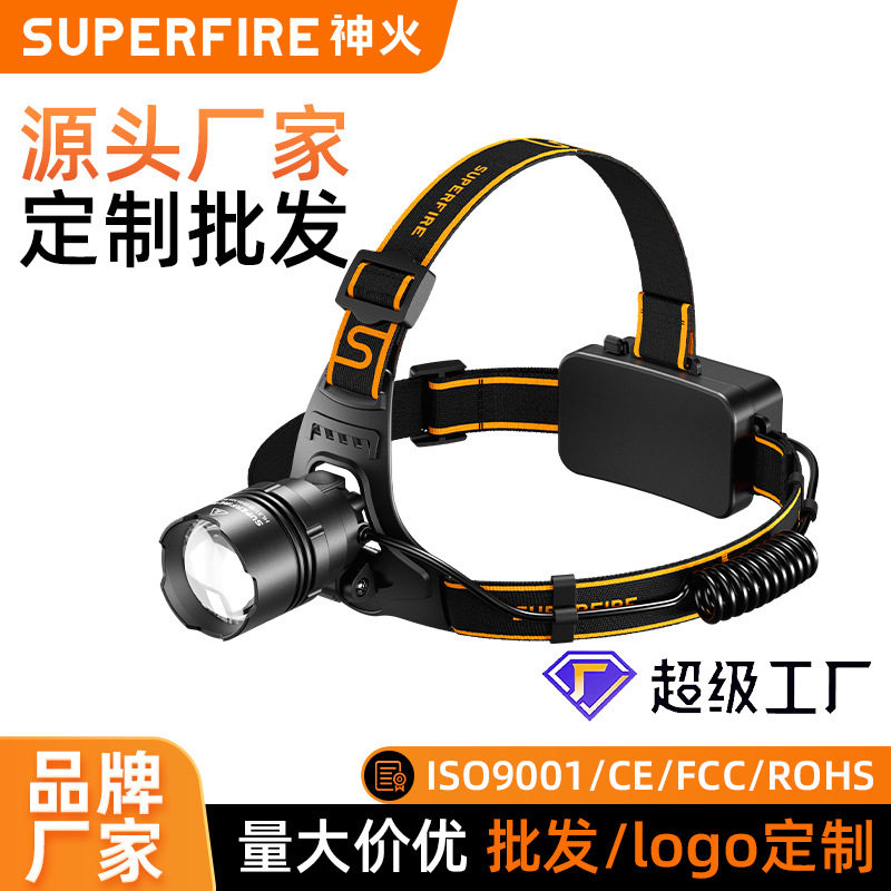Customized Shenhuo Zoom Headlight Led Rechargeable High-Brightness Head-Mounted Long-Life 36W High-Power Strong Light Headlight Manufacturer