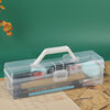 Plastic transparent calligraphy storage box lengthened student portable writing brush portable box art student calligraphy toolbox