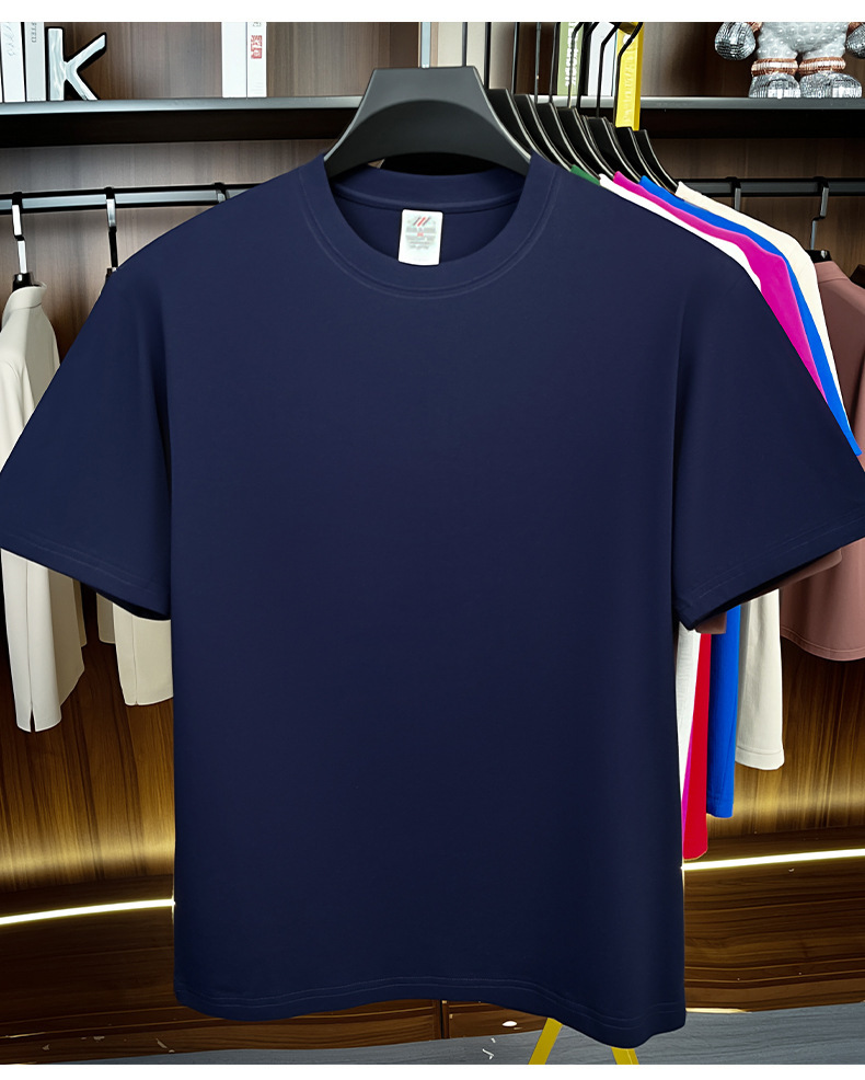 Áo polo nam cổ tròn 100% cotton chải kỹ, áo thun tay ngắn thoáng khí mùa hè — Màu cam, Đỏ Trung Hoa, Màu xanh dương, Xanh nước biển