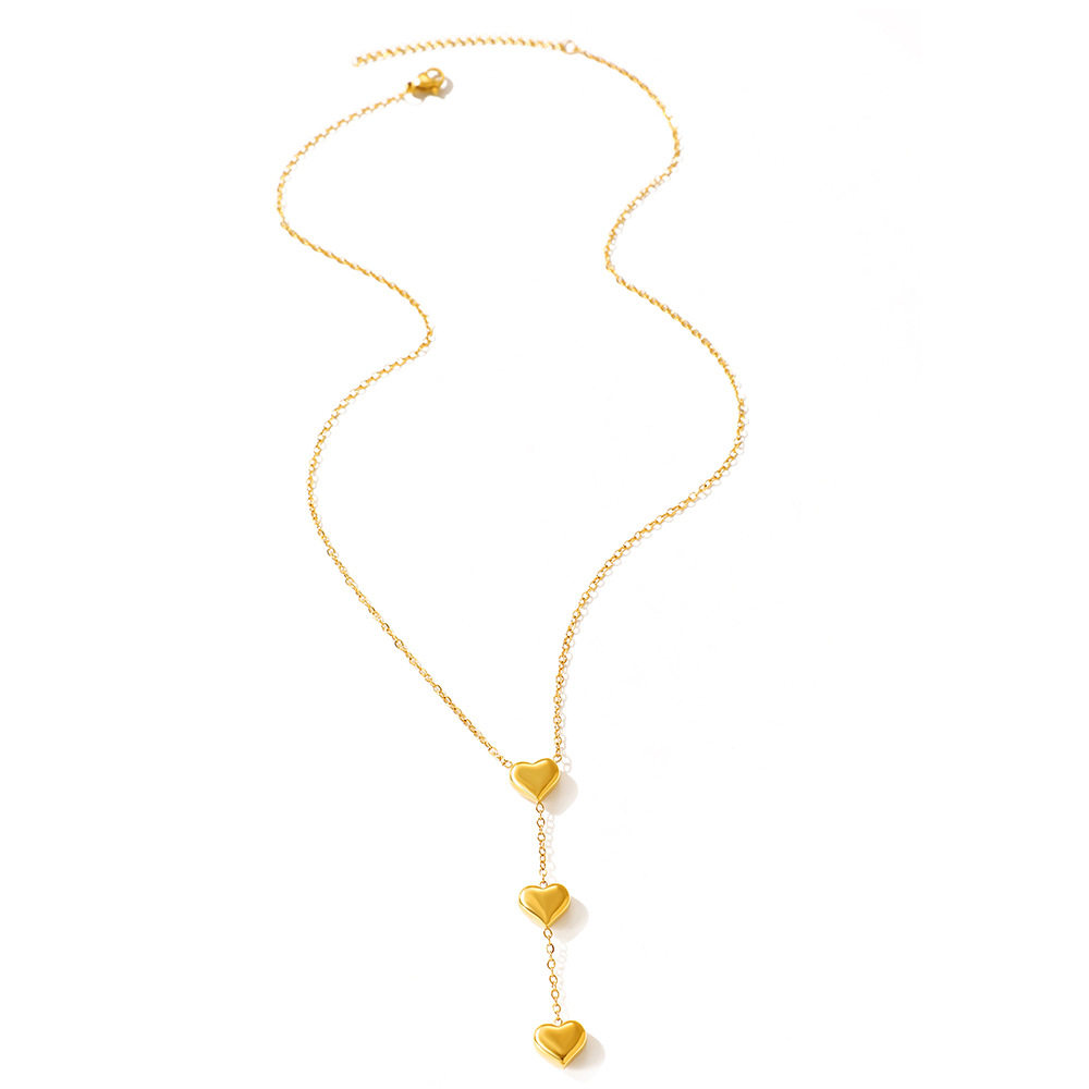 European and American Cross-border Fashion Stainless Steel Multi-love Design Pendant Necklace Simple Light Luxury All-match Titanium Steel Clavicle Chain