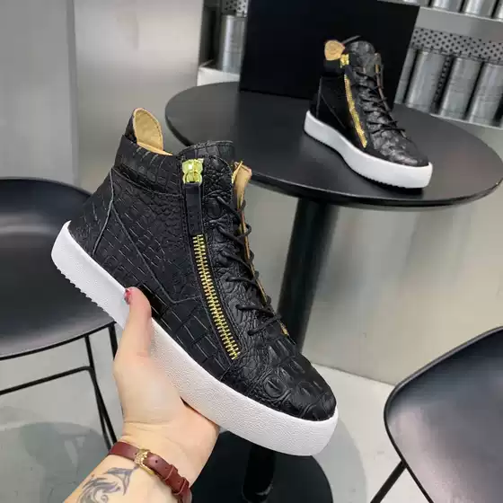 Men's Mid-Top Leather Casual Skate Shoes for Hair Stylists - Side Zipper, Lace-Up, Genuine Leather Ankle Boots, Autumn & Winter